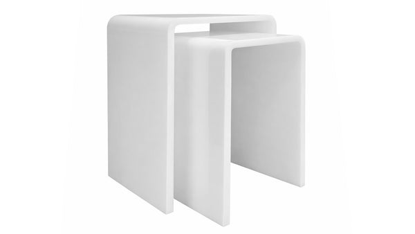 2 mesas nido acrílicas blancas en cascada