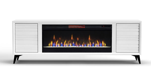 78" Realcozy Malibu White Electric Fireplace