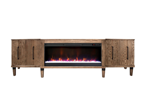 Harmony Oak Bourbon 93” Fireplace TV Stand
