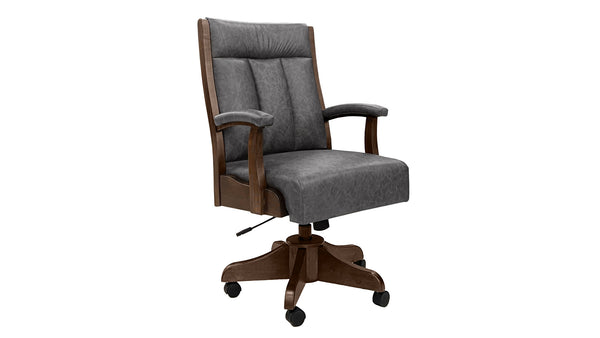 Roxbury Silla de escritorio de cuero gris