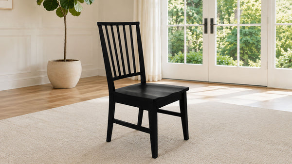 Silla auxiliar de comedor de madera maciza Evans Onyx | Fabricada por los Amish | Gallery Furniture