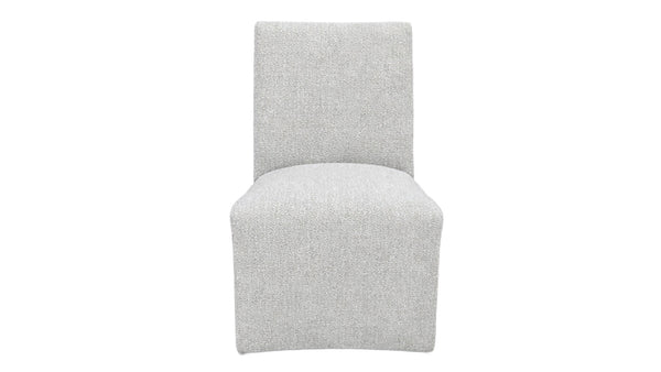 Silla de comedor tapizada en arenisca con ruedas giratorias