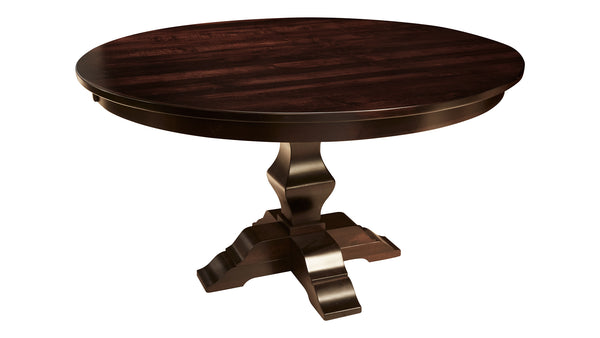 Mesa de comedor Magnolia redonda de 137 cm con pedestal de balustres de diamante y madera maciza de arce