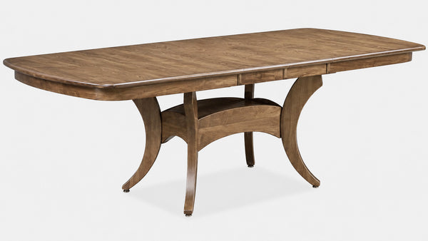 Mesa de comedor extensible de madera maciza de arce de Galveston, en tono almendra