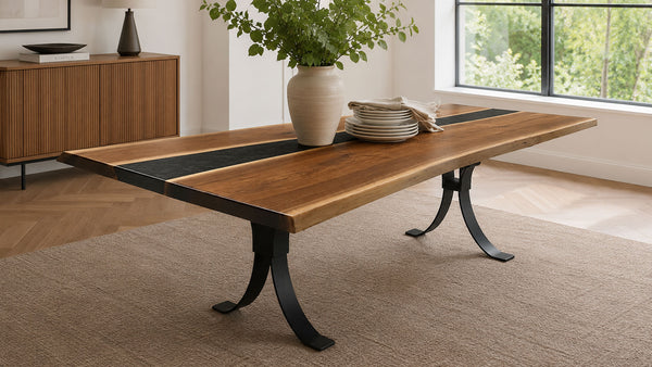 Walnut Live Edge Solid Wood Dining Table | Amish Made | Made in USA | Gallery Furniture
