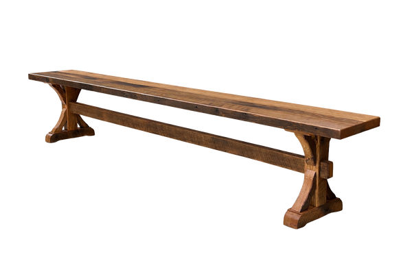 Banco de comedor Bristol de madera maciza de 96 pulgadas - Muebles Amish hechos a mano