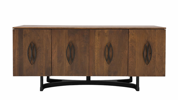 Regal Buffet - Aparador de madera maciza con base metálica - Acabado en nogal - Fabricado en EE. UU.