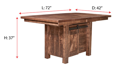 Tulsa 72" Solid Maple Counter Height Cabinet Table