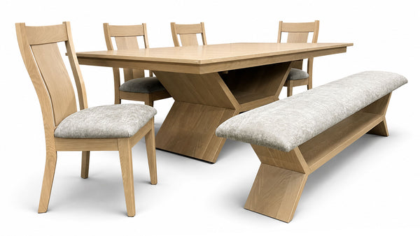 Denver Solid Wood Dining Table, Bench & 4 Chairs | Amish Made Dining Set | Gallery Furniture