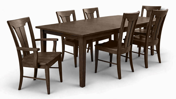 Amish Made Shaker Dining Set β Solid Wood Table with 6 Chairs | Gallery Furniture