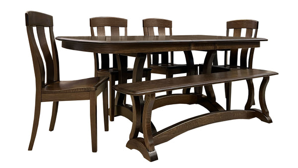 Mesa de comedor Richfield de 6 piezas, 4 sillas y banco
