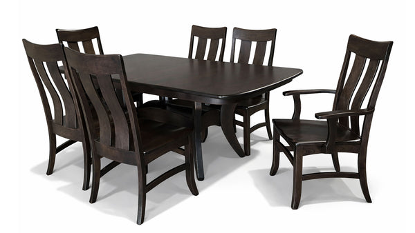 Galveston Chestnut Solid Wood Dining Table & 6 Chairs | Amish Made | Gallery Furniture