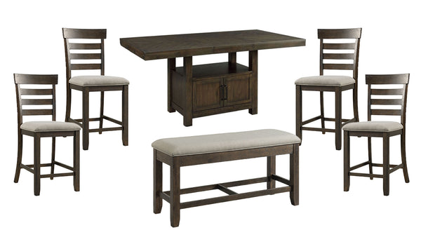 Mesa Colorado de 6 piezas, 4 sillas y banco