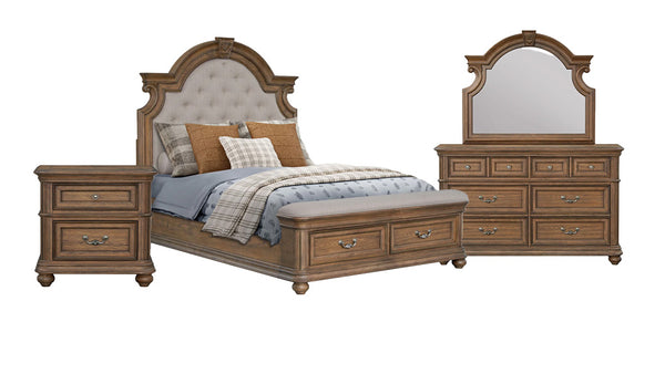 Juego de dormitorio Tanglewood Queen de 3 piezas (cama Queen, tocador/espejo y mesilla de noche)