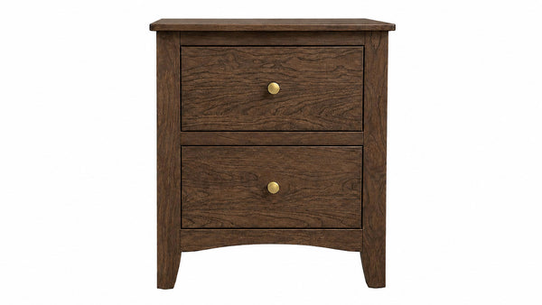 Carlston Solid Cherry Wood Modern 2 Drawer Nightstand
