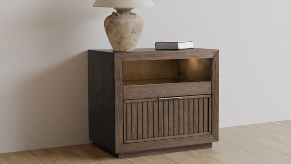 Mesita de noche con cargador Qi de Athens Brownstone