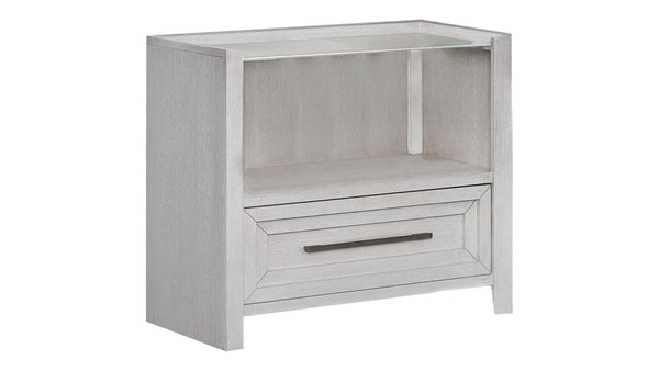 Mesilla de noche Charter blanca con tapa de cristal