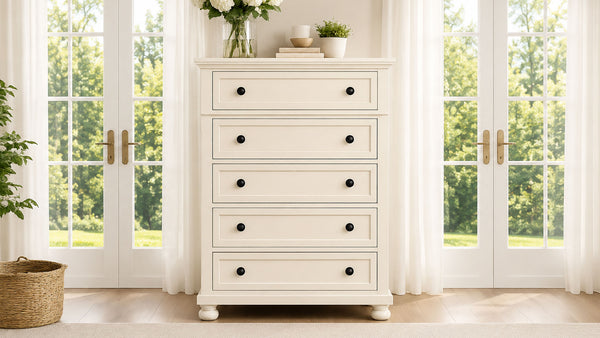 Soriah Sea Shell White 5 Drawer Chest | Gallery Furniture