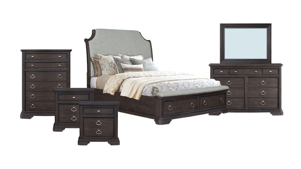 Caroline 5pc Queen Bed, Dresser/Mirror, Chest & 2 Nightstands
