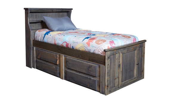 Twin Size Turkey Creek Rustic Gray Captains w/Underdrawer Storage Bed Frame