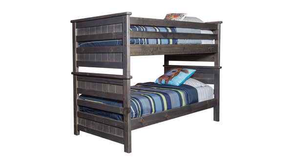 Twin Over Twin Size Turkey Creek Rustic Gray Bunk Bed Frame