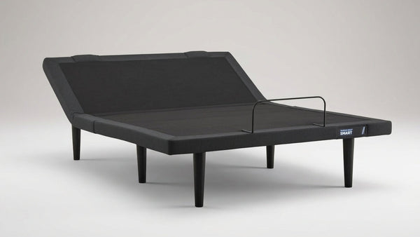 A queen-sized Tempur-Pedic Ergo Pro Smart Adjustable Bed Base in a black color, shown in a flat position.