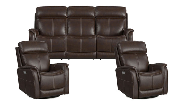 3pc All Night Brown Power Reclining Sofa & 2 Recliners