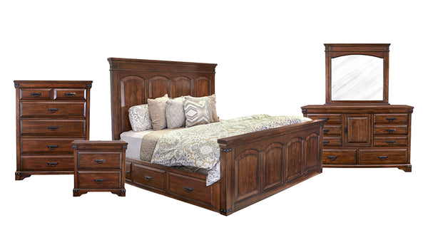 4pc Colorado Queen Bed, Dresser/Mirror, Chest & Nightstand