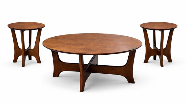 3pc Nora Solid Wood Cocktail Table & 2 End Tables