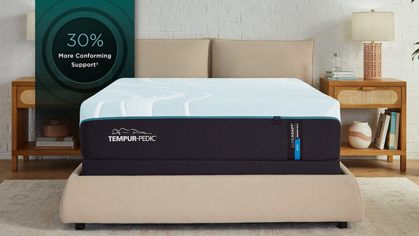 "Vista superior del Colchón TEMPUR-LuxeAdapt 2.0 Suave mostrando su superficie afelpada y suave para aliviar la presión"