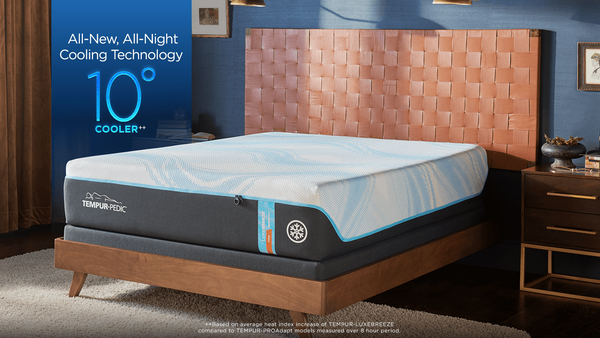 "Vista superior del Colchón TEMPUR-LuxeBreeze 2.0 Firme mostrando la funda refrescante SmartClimate®"