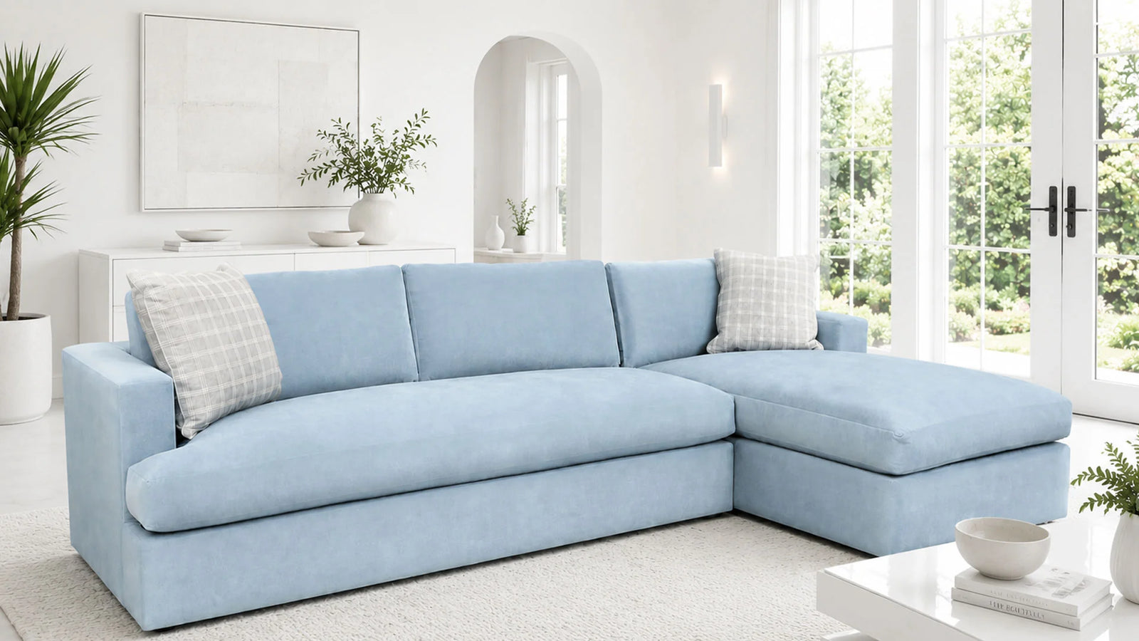2-Piece Sierra Marquis Surf Velvet Sectional with Chaise| Made in USA | Gallery Furniture
