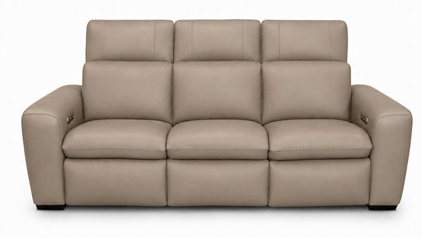 Beige leather sofa on a white background