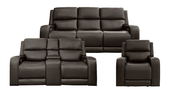 3pc Truffle Brown Power Reclining Sofa, Loveseat & Recliner