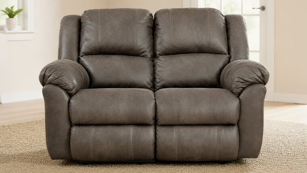 Homestretch Tumbleweed Manual Reclining Loveseat | Made in USA | Dark Grey Microfiber