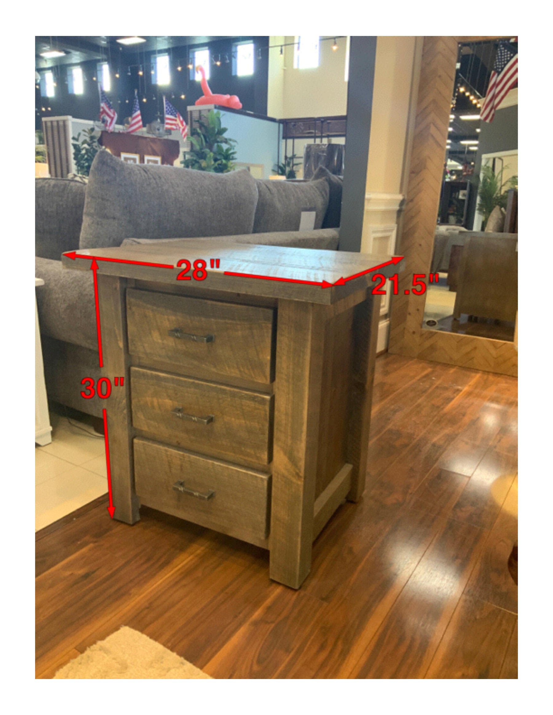 Uvalde Solid Wood Rustic 3 Drawer Nightstand