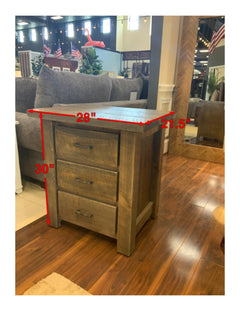 Uvalde Solid Wood Rustic 3 Drawer Nightstand
