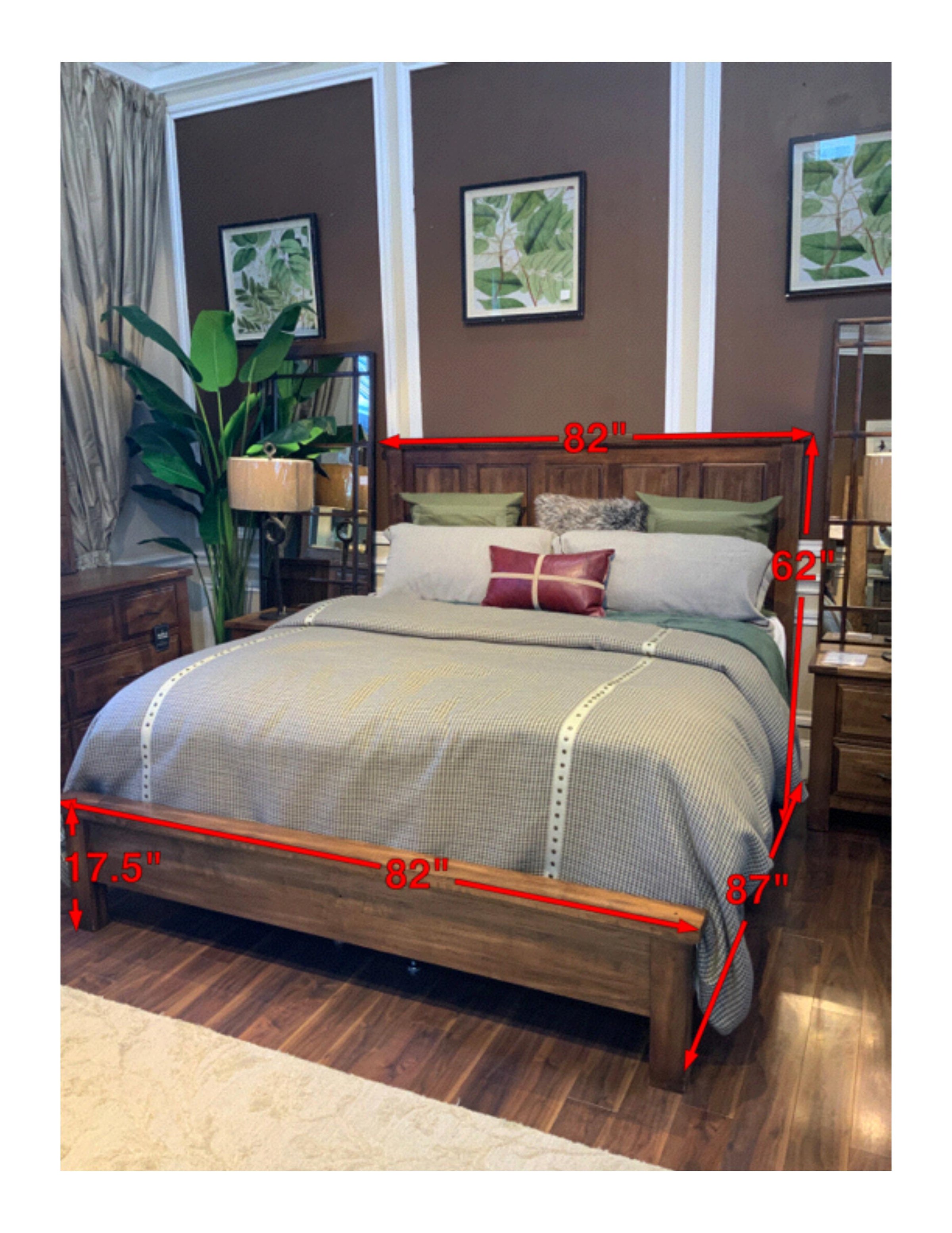 Estructura de cama moderna de madera maciza de arce «Red Hawk Valley» en tamaño king