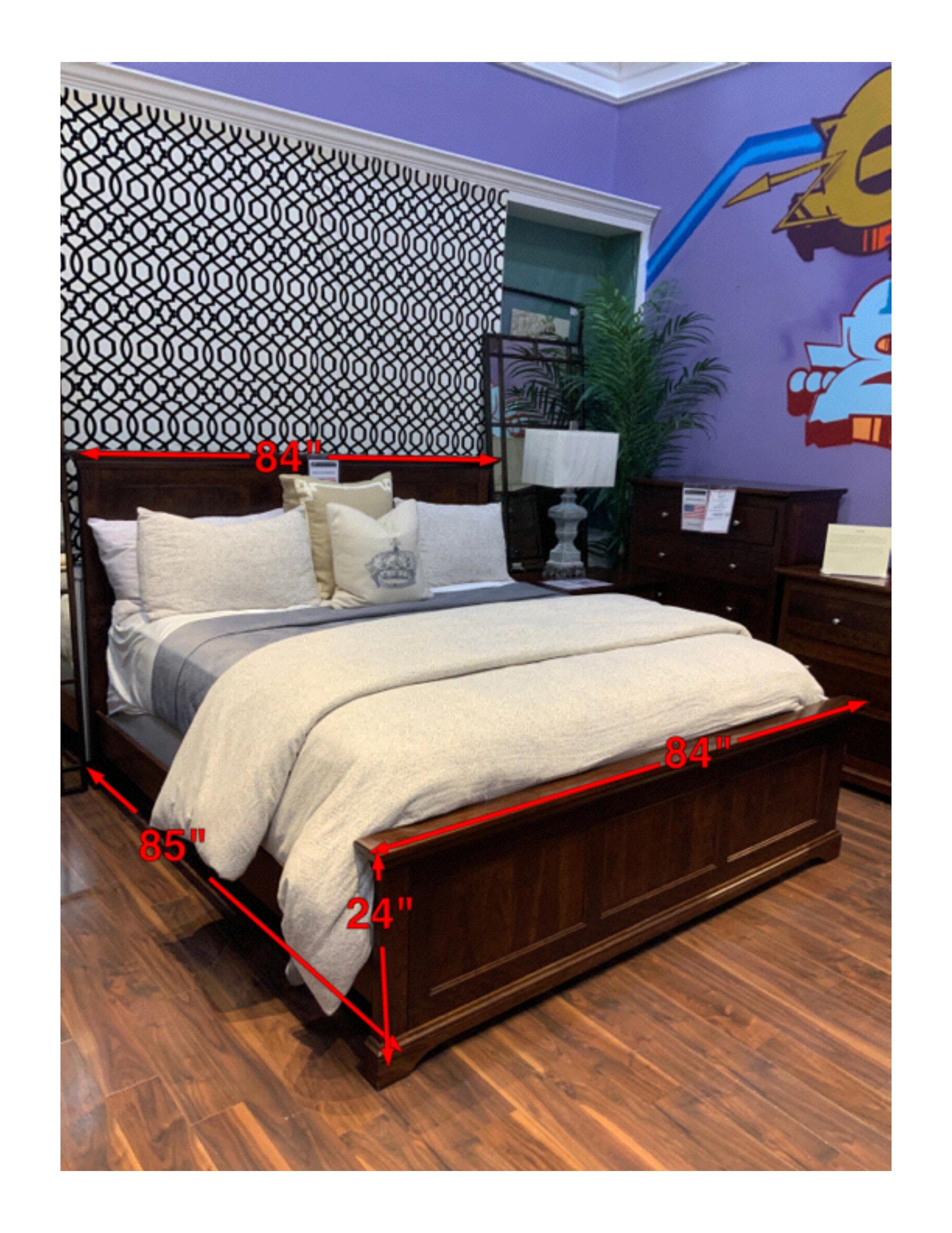 King Size Gladewater Solid Black Cherry Wood Bed Frame