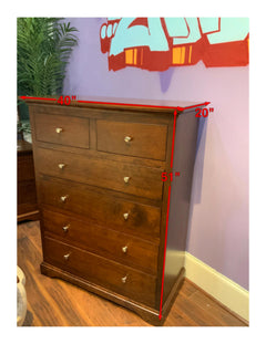 Gladewater Solid Black Cherry Wood Modern 6 Drawer Chest
