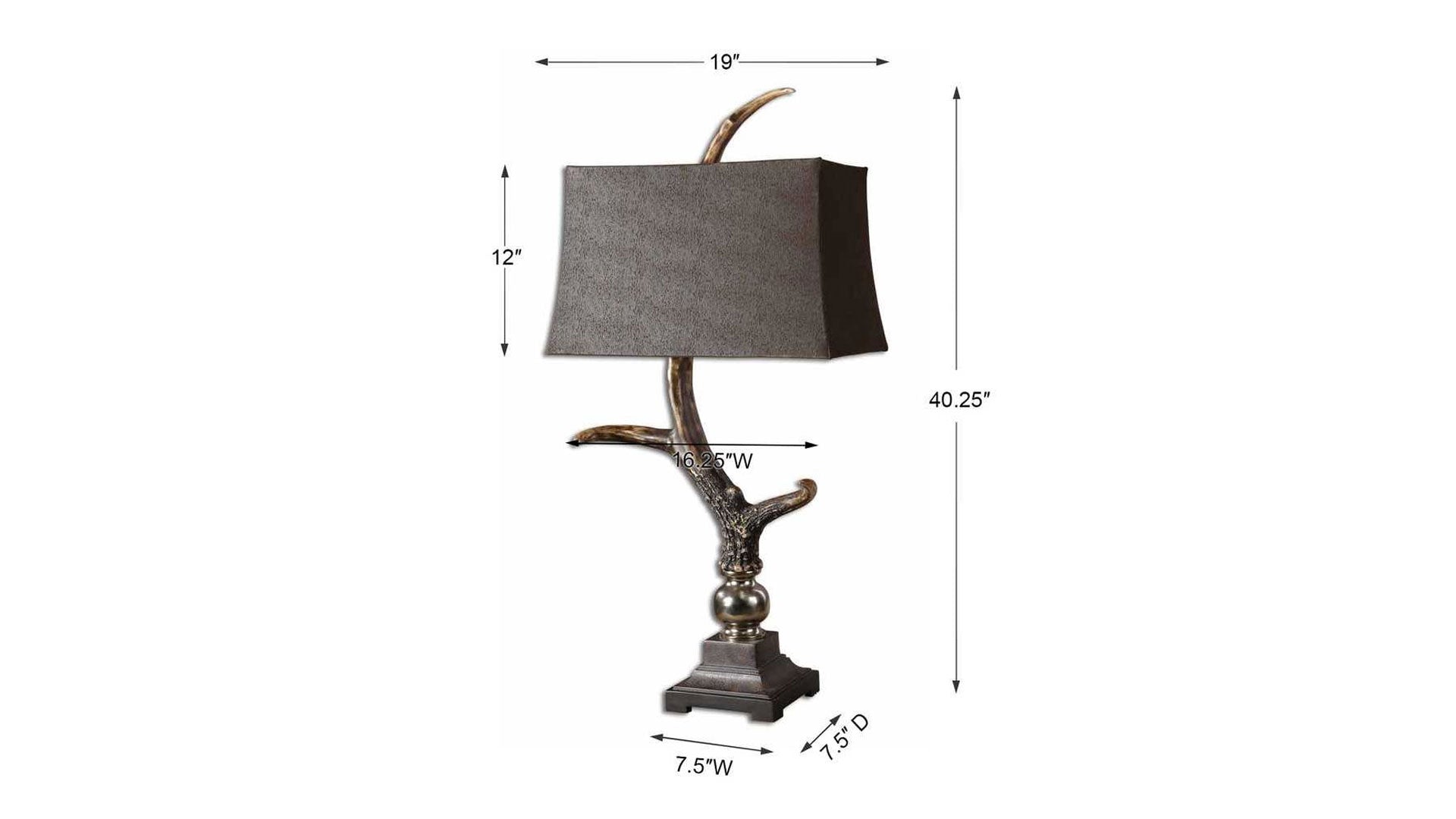 STAG HORN TABLE LAMP WITH DARK SHADE