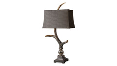 STAG HORN TABLE LAMP WITH DARK SHADE