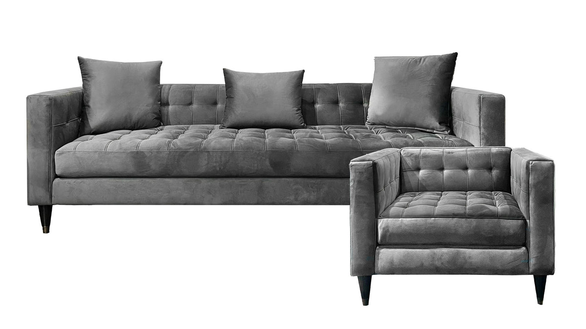 2pc Tate Gunmetal Sofá y Silla - Post Oak Closing Store Sale