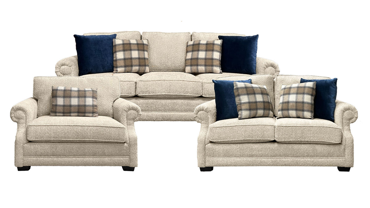 3pc Jennie Latte Sofa, Loveseat & Chair