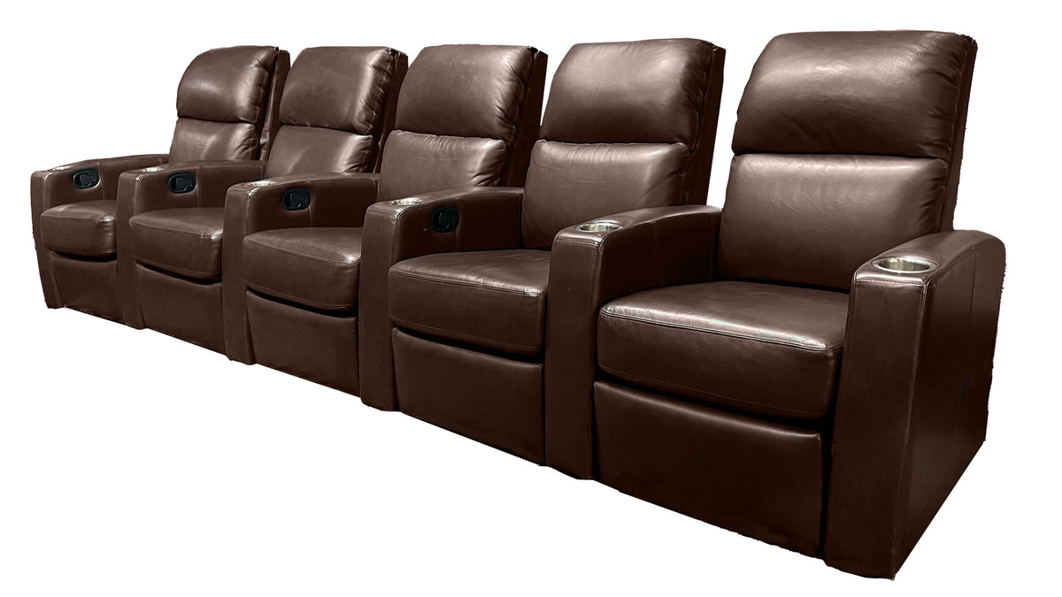 5pc 100% Leather Reclining Theatre Seating - Post Oak Store Closing Sale