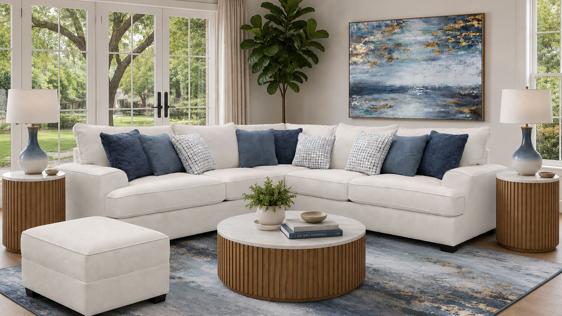 Amara Chalk 3-Piece Performance Fabric Sectional | Made in USA | Gallery Furniture