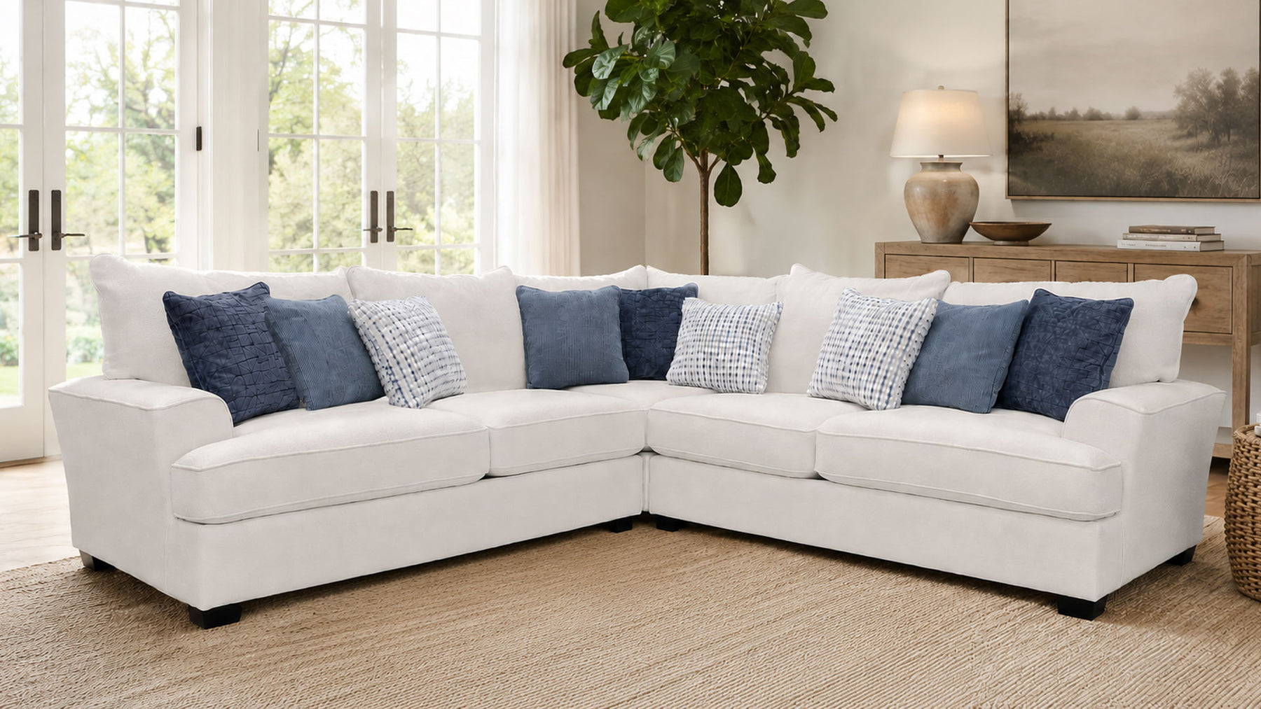 Amara Chalk 3-Piece Performance Fabric Sectional | Made in USA | Gallery Furniture