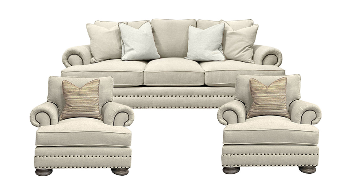 3pc Set Foster Beige Sofa & 2 Chairs