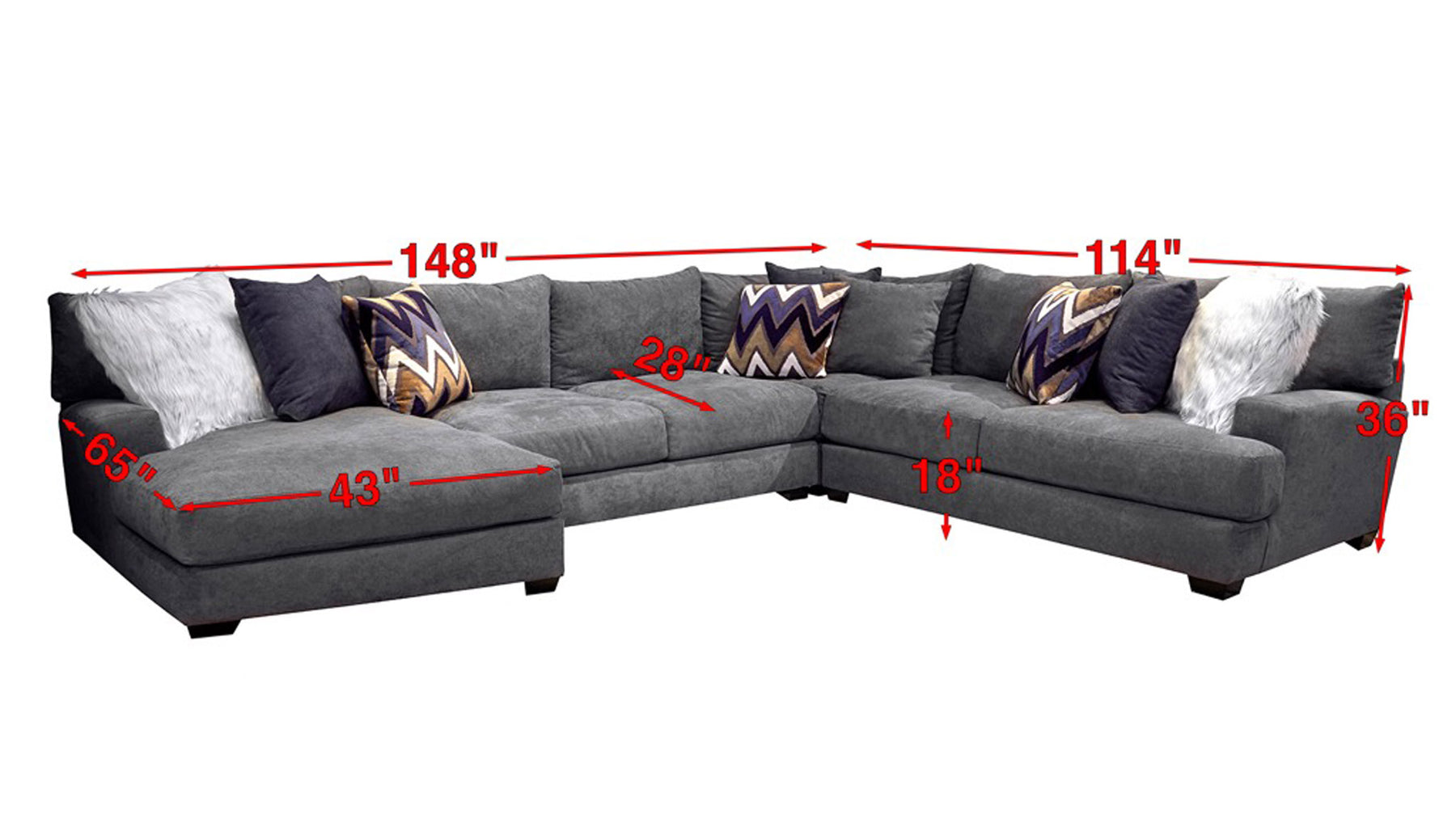 Sensation Charcoal Left Arm Facing Chaise Sectional
