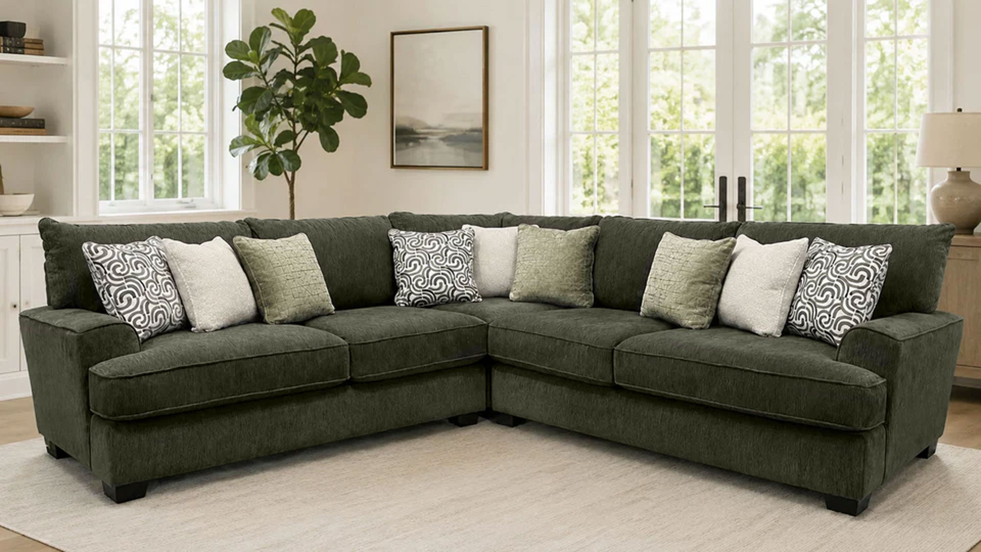 Madrid Moss Performance Fabric 3pc Sectional